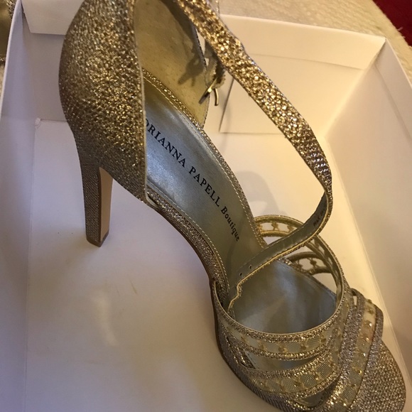 Gold Heeled Evening Sandals - Picture 2 of 6